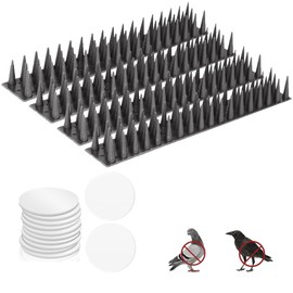 Bird Spike Strips for Outdoor Surfaces with Adhesive Strips (4, Black)