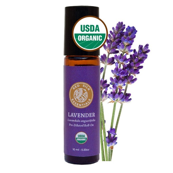 Organic Lavender Essential Oil, 100% Pure USDA Certified Organic Lavandula Angustifolia - 10ml Pre-diluted Roll-on