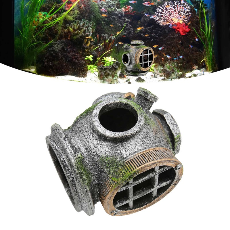 Aquarium Helmet Ornament Simulation Toxic Free Hideout House Resin Fish