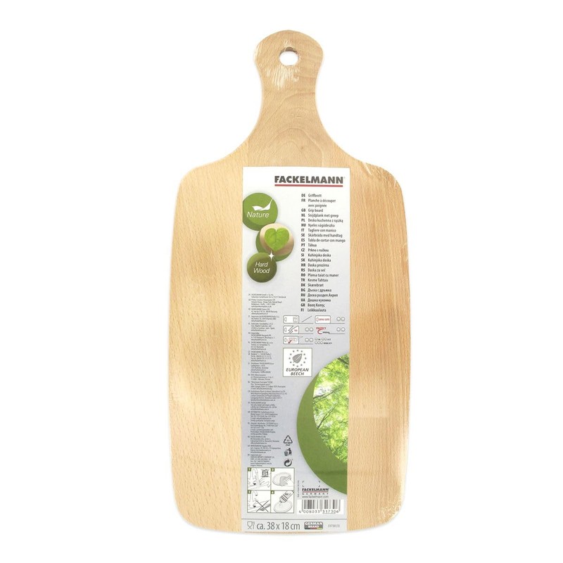 Fackelmann Griffbrett, Küchenbrett aus Buchenholz, Servierbrettchen (Farbe: Braun), Menge: 1