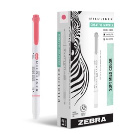 Zebra Pen Mildliner Double-Ended Highlighter Marker Set, Broad and Fine Point Tips, Ideal for Bible Highlighting, No Bleed, Mild Red Ink, 12-Pack - (Case of 96 packs, 1152 Count Total)