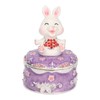 Rabbit Figurine Trinket Boxes Hand Painted Rhinestones Small Jewelry Box