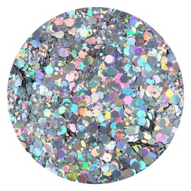 TORC 4 OZ Silver Holographic Glitter 4 Ounce Mix Chunky Glitter Bulk for Resin Craft Cosmetic Art Festival Decoration