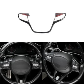 JUIVEEL Carbon Fiber Style Steering Wheel Button Panel Cover Interior Steering Handle Button Frame Protective Sticker Compatible with Genesis G70 2017-2024 Accessories