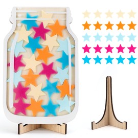 TUZHE Reward Glass Classroom with 30 Stars Reward System Children Reward Jar Stars Wooden Stimulation Glass for Home and School Use