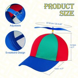 AOMIG Propeller Hat, Adults Funny Helicopter Baseball Cap with Propellers, Colorful Patchwork Rainbow Propeller Cap, Summer Sun Protection Sun Hat Propeller Outdoor Hat for Fancy Dress Party Gifts