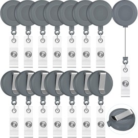 Zonon 100 Pieces Retractable Badge Reel Clips ID Card Holder Reel with Metal Belt Clip for Hanging Cards Key Chains, Name Badge Holders for Nurses Teachers Students(Gray)