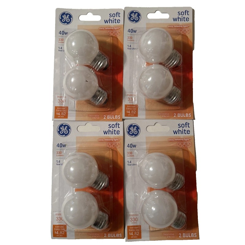 GE 4 GE 40w Soft White G16 1/2 Globe Shape