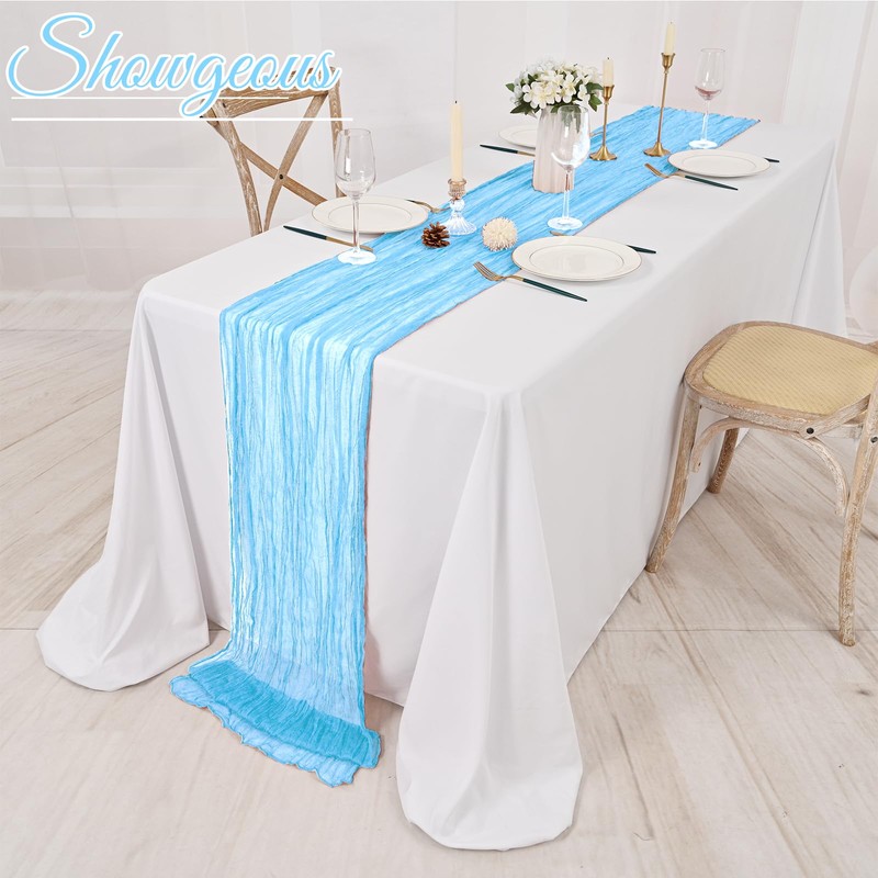 16 Pack Light Blue Cheesecloth Table Runner 17 x 108