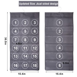 Ymemok Hanging Mesh Pockets Dual-Sided Closet Organizer for Underwear,Bra,Socks,Accessories with Hanger,Total 48 Pockets Grey