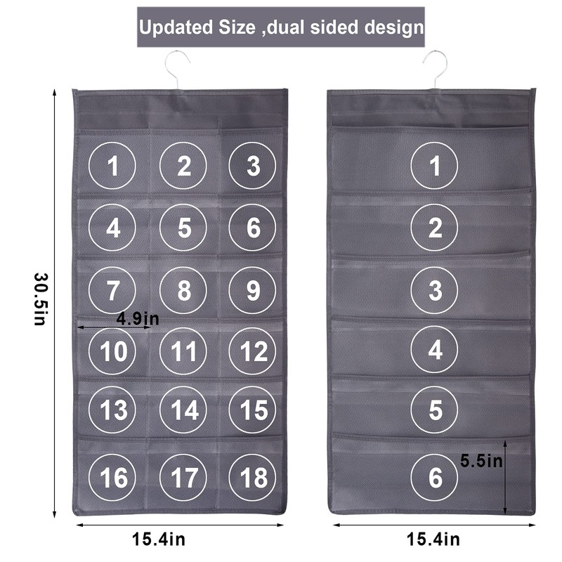 Ymemok Hanging Mesh Pockets Dual-Sided Closet Organizer for Underwear,Bra,Socks,Accessories with