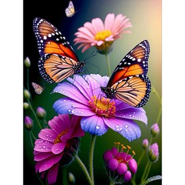GHHKUD Diamond Painting for Adults, Butterfly Flower 5D DIY Diamond Painting Pictures for Adults Beginners, Diamond Painting Set, Full Drill Diamond Painting for Home Decoration, 30 x 40 cm