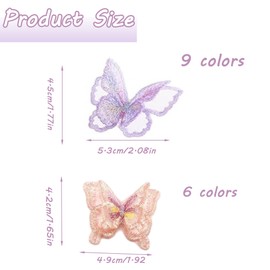QIUMING Iron-On Butterfly Double Layer Lace Fabric Patches Butterflies 3D Butterfly Patches for Sew On Butterfly Sewing Patches for DIY Clothing Bag (Colour Mix)