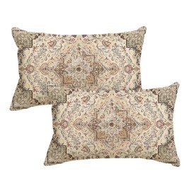 Artoid Mode Boho Bohemia Style Vintage Beige Cushion Covers Set of 2, 30x50 cm Seasonal Decorative Pillow Case Cover Sofa Living Room Decor