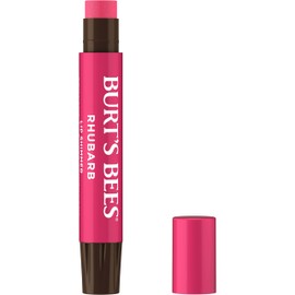 Burt's Bees Shimmer Lip Tint Set, Tinted Lip Balm Stick, Moisturizing for All Day Hydration with Natural Origin Glowy Pigmented Finish & Buildable Color, Rhubarb (1-Pack)