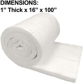 Lynn Manufacturing Kaowool Ceramic Fiber Insulation, 1" Thick x 16" x 100", 2400F Fireproof Insulation Blanket, 3027E