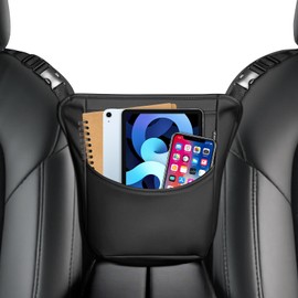 FLORICH Hanging Organizer Storage Between Seats, Premium Leather Headrest Hanging Storage Bag Front Seats, Barrier of Backseat Pet Kids