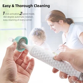 soarup90000 Electric Baby Bottle Brush Set with Electric Bottle Brush and Silicone Bottle/Nipple Brush, Long Straw Cleaner, Rechargeable Bottle Cleaner Electric,Waterproof Water Bottle Cleaner,White