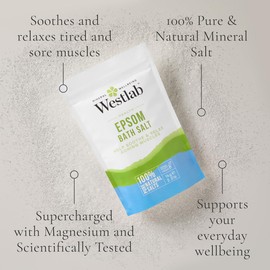 Westlab Westlab Reviving Epsom Salt | 1kg Resealable Pouch | Pure and Unscented, Pack of 1