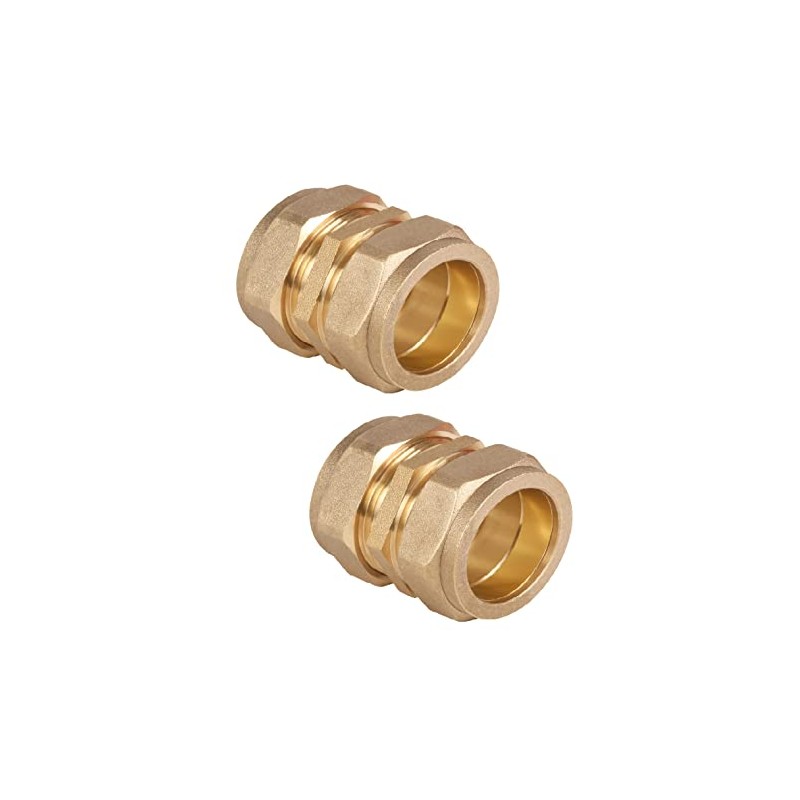 UKDD® 15mm Straight Coupling Brass Compression Fittings Coupler WRAS Approved