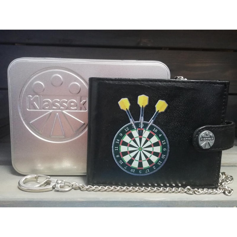Klassek Dartboard with Yelllow Darts Players Arrows Mens Wallet with