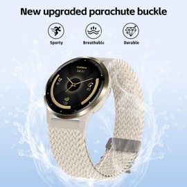 Oanux 18mm Stretchy Braided Nylon Compatible with Garmin Venu 3S Watch Band 41mm/Vivoactive 4S/Vivomove 3S/Venu 2S/Forerunner 255S 265S, Parachute Buckle Elastic Soft Sport Strap for Women Men