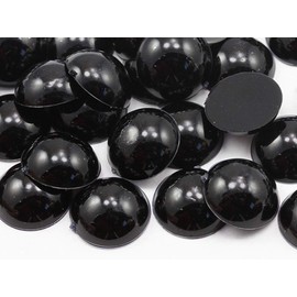 Allstarco KraftGenius 11mm Jet Black .JT Flat Back Acrylic Round Cabochons Plastic Pearl Gems for Jewelry Making Costume Making Cosplay Jewels Embelishments - 50 Pieces