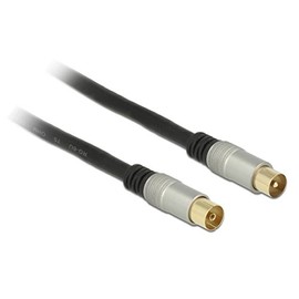 Delock Cable IEC Male to IEC Female RG-6/U Quad Shield Premium Black