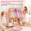 Kids Clothing Rack with Storage Basket Sturdy U-Shaped Dress Up