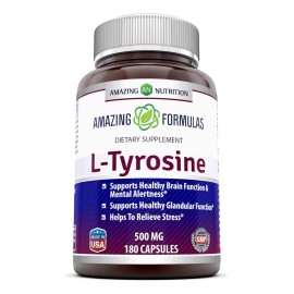 Amazing Formulas L-tyrosine 500 Mg Estrés 180 Cápsulas Sabor Sin Sabor
