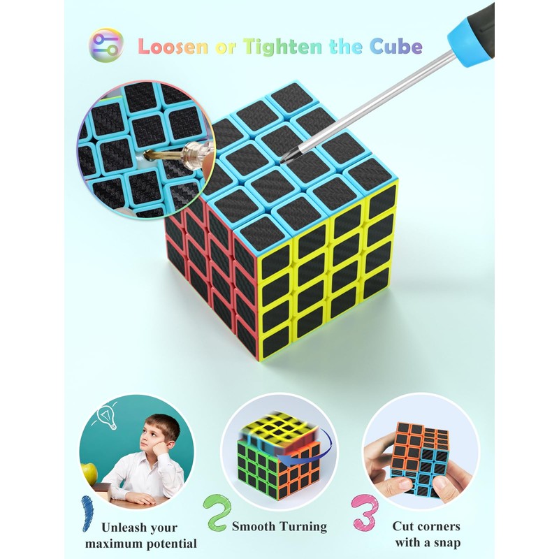 ROXENDA Rubik's Cube Carbon Fibre Speed Cube Super Durable Sticker