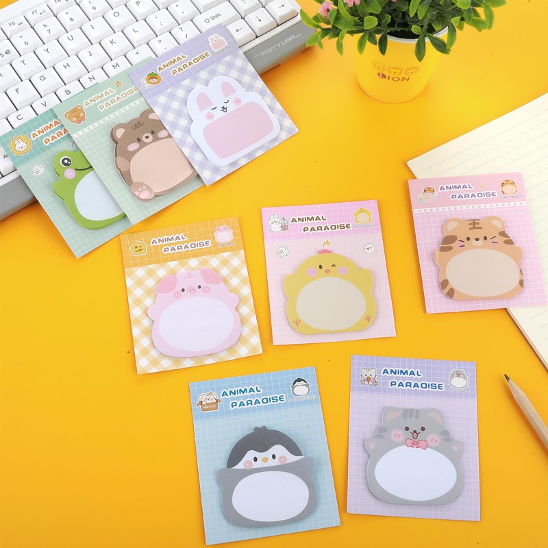 160 Sheets Cartoon Animal Sticky Notes, Cute Cartoon Memo Sticky
