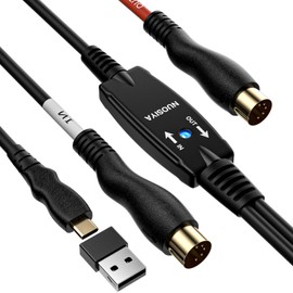 MIDI Cable,MIDI to Type-C Interface Cable 4.5FT,MIDI Interface in-Out to Type-C Cord Adapter with Indicator for Piano Keyboard to PC Mac Laptop,Arranger Keyboard Tool