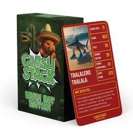 Apprintable Clash Stack Italian Brainrot Playing Cards - Snap Card Game for Travel - Bombardiro Crocodilo, Tung Tung Tung Sahur & Tralalero Tralala, Card Games for Family & Friends