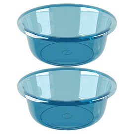Veemoon Round Plastic Wash Basin, 2Pcs Stackable Wash Tub Camping Dishpan Kitchen Wash Basin Foot Soak Tub Laundry Hand Wash Bucket Dish Pans for Face Cleansing Home Kitchen Blue