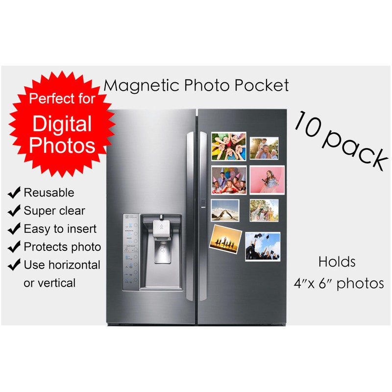 Mositear 10 Pack 4"x6" Premium Super Slim Magnetic Picture Pockets
