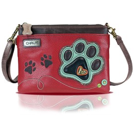 CHALA Mini Crossbody/Purse with Convertible Strap Stylish, Compact, Versatile - Paw Print - teal - burgundy