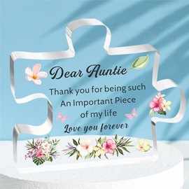 HULALA Auntie Gifts Acrylic Puzzle Plaque For Auntie Aunty Aunt Birthday Christmas From Niece Nephew Thank You For Being Such An Important Piece Of My Life Love You Forever
