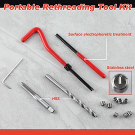 LEONTOOL 30 Piece M6 x 1.0mm Thread Repair Kit, HSS Drill Helicoil Thread Repair Kit, Metric Bolt Thread Repair Insert Kit Portable Rethreading Tool Kit, Compatible Hand Tool Set for Auto Repairing
