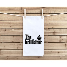 Funny Grilling Towels Set of 8 100% Cotton Flour Sack Hand Towels - Father's Day Gift Idea for Men Who Grill
