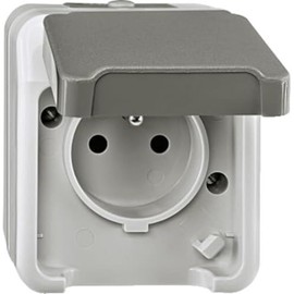 Merten Aquastar Sockets Module with Pen and Hinged Lid, Light Grey, MEG2500 8029