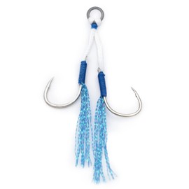 Wild Scene Assist Hooks, Double Step, Feather, Set of 10, Lure Hooks, Metal Jig, Front and Rear Hooks, Replacement, S/M/L/XL [Keep the Fish on Sharp Hooks] / Shore Jigging / Slow Jigging / Jigging / Tailava / Octopus Bait (S)