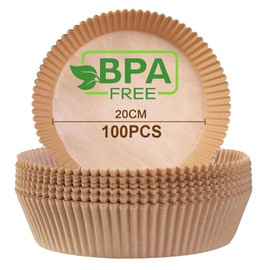 AiQInu Carta Forno Per Friggitrice ad Aria,100 Pezzi 20cm Carta per Friggitrice ad Aria, Bpa Free, Adatta per Friggitrici Ad Aria Da 4.5-6L