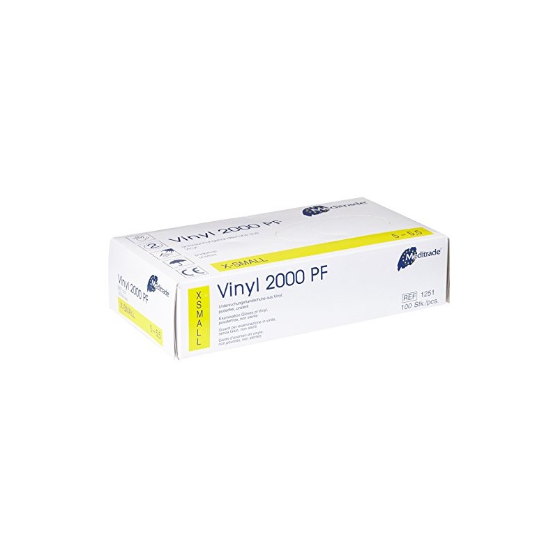Meditrade 1251XS 2000 Vinyl Gloves - Pack of 100 Powder-Free