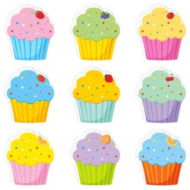 45 Pcs Colorful Cupcakes Cutouts Assorted Color Paper Birthday Cupcake Cutouts for Bulletin Board Birthday Classroom Decoration Paper Die Cuts for DIY Kids Projects Craft School Party Décor
