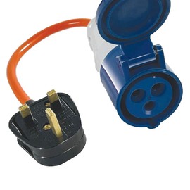 Belmont Leisure Electric Hook Up 13A Plug to 16A Socket Adaptor Fly Lead for Caravan Motorhome Campervan Camping Power Connection with UK 13Amp Mains Plug and 16Amp Hook Up Socket