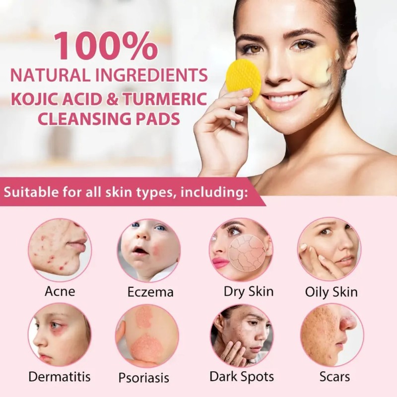 60 Pads Faciales Desmaquillantes Cúrcuma Manzanilla Natural