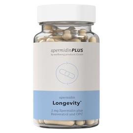 Spermidin Longevity Kapseln - 2 mg natürliches Spermidin | Spezialformel für Better Aging | Plus Melonenkonzentrat, Trans-Resveratrol und OPC | Apothekenqualität aus Österreich