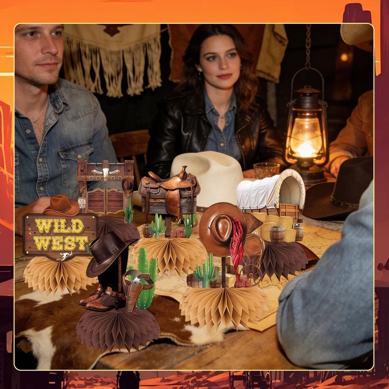 Bubaxuce Cowboy Decorations Honeycomb Table Centerpieces 12 Pieces Western Table