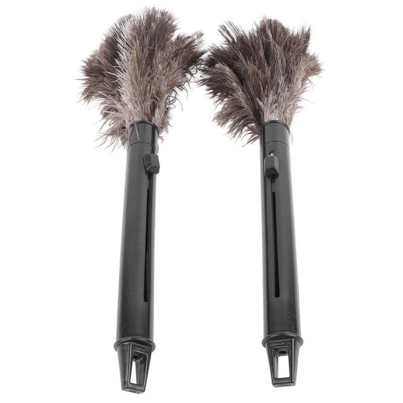 2Pcs Retractable Feather Duster with Ostrich Feathers, Efficiently Removes Dust